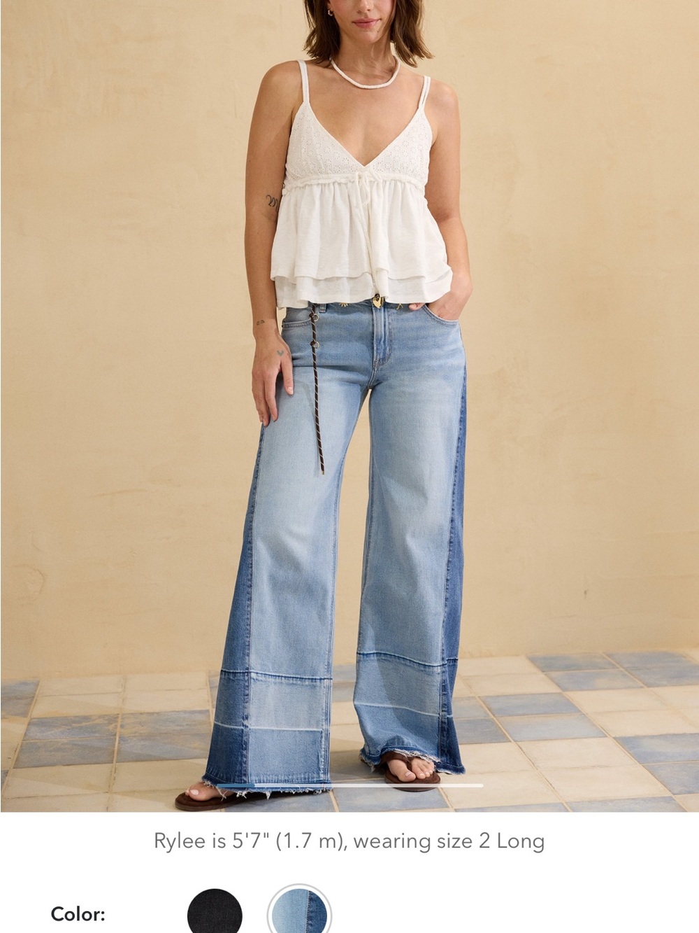 AE dreamy drape stretch low rise baggy Ultra Wide leg jean